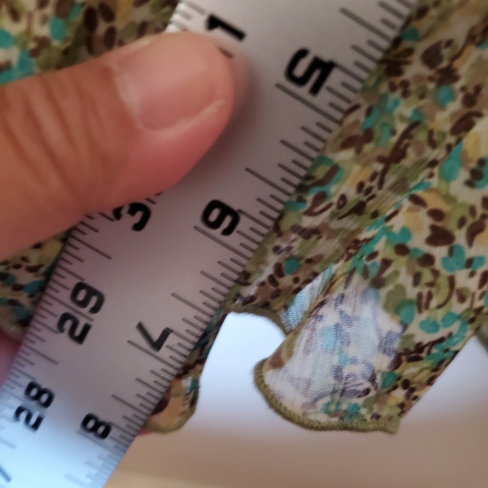 M.S.K. Floral Wrap V-Neck Midi Dress Green Teal Short Sleeve Ruffle Hem Womens - Picture 13 of 14